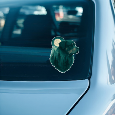 Rottweiler im Mondwald Aufkleber Bunt - Ansicht 3