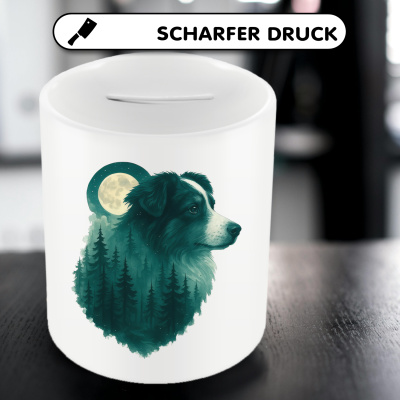 Spardose mit dem Motiv Australian Shepherd im Mondwald - Ansicht 5