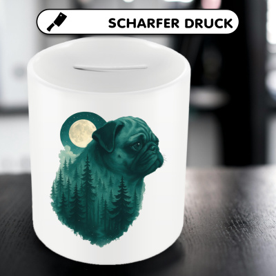 Spardose mit dem Motiv Mops im Mondwald - Ansicht 5