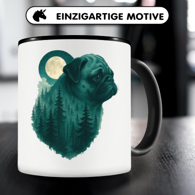Tasse mit dem Motiv Mops im Mondwald - Ansicht 3