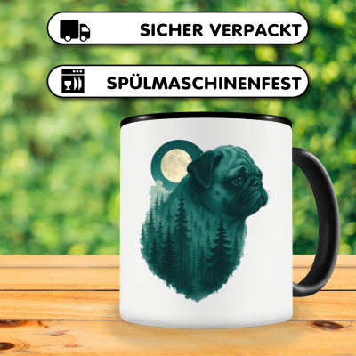 Tasse mit dem Motiv Mops im Mondwald - Ansicht 4