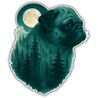 Wandtattoo  Mops im Mondwald 