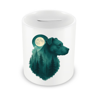 Spardose mit dem Motiv American Pit Bull Terrier im Mondwald