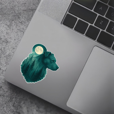 American Pit Bull Terrier im Mondwald Aufkleber Bunt - Ansicht 7