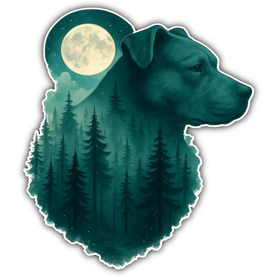 Wandtattoo  American Pit Bull Terrier im Mondwald 