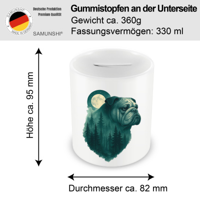 Spardose mit dem Motiv Bulldogge im Mondwald - Ansicht 2