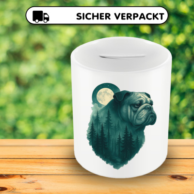Spardose mit dem Motiv Bulldogge im Mondwald - Ansicht 4