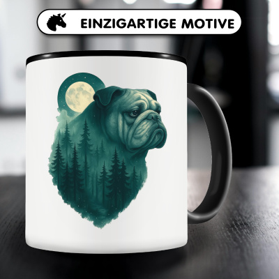 Tasse mit dem Motiv Bulldogge im Mondwald - Ansicht 3