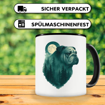 Tasse mit dem Motiv Bulldogge im Mondwald - Ansicht 4