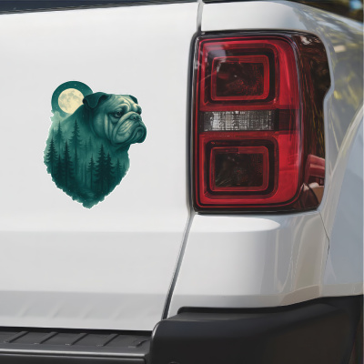 Bulldogge im Mondwald Aufkleber Bunt - Ansicht 2