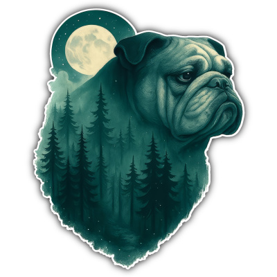 Wandtattoo  Bulldogge im Mondwald 