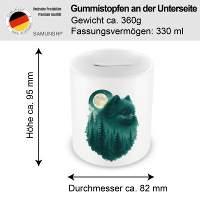 Spardose mit dem Motiv Zwergspitz im Mondwald - Ansicht 2