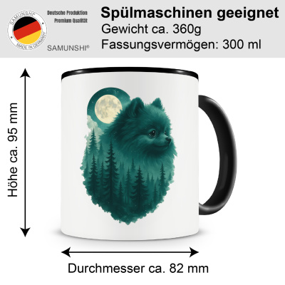 Tasse mit dem Motiv Zwergspitz im Mondwald - Ansicht 2