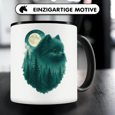 Tasse mit dem Motiv Zwergspitz im Mondwald - Ansicht 3