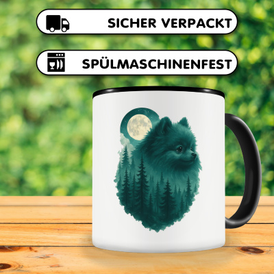 Tasse mit dem Motiv Zwergspitz im Mondwald - Ansicht 4