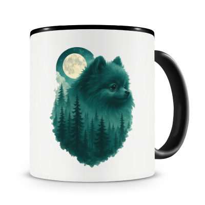 Tasse mit dem Motiv Zwergspitz im Mondwald