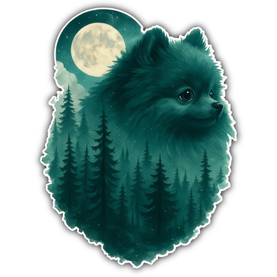 Wandtattoo  Zwergspitz im Mondwald 