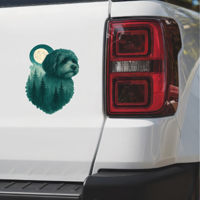 Havaneser im Mondwald Aufkleber Bunt - Ansicht 2