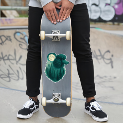 Pudel im Mondwald Aufkleber Bunt - Ansicht 6