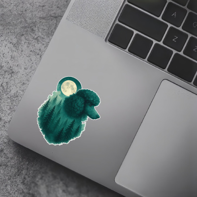 Pudel im Mondwald Aufkleber Bunt - Ansicht 7