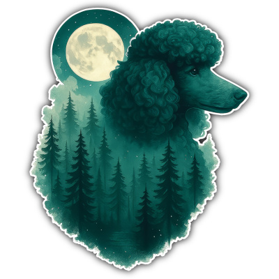 Wandtattoo  Pudel im Mondwald 