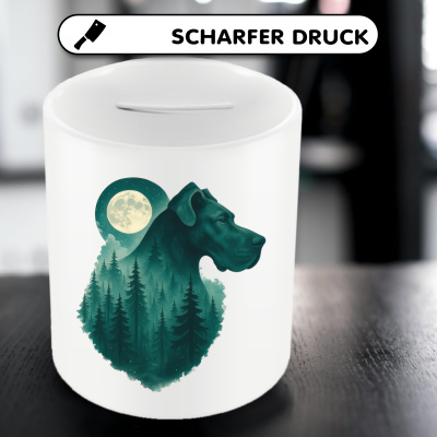 Spardose mit dem Motiv Deutsche Dogge im Mondwald - Ansicht 5