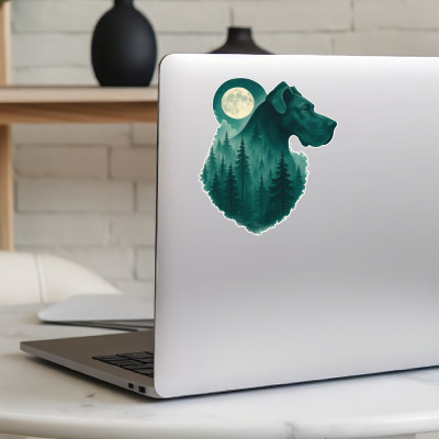 Deutsche Dogge im Mondwald Aufkleber Bunt - Ansicht 5