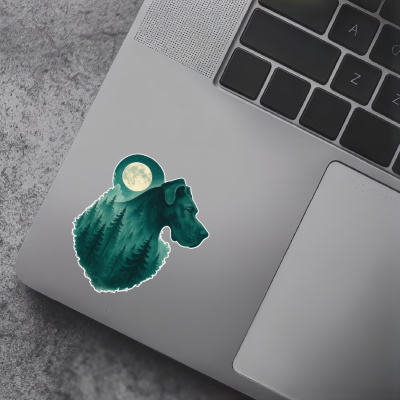 Deutsche Dogge im Mondwald Aufkleber Bunt - Ansicht 7