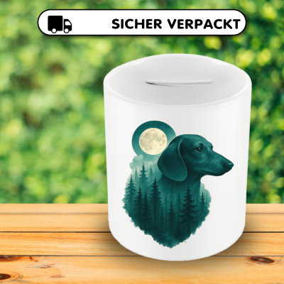 Spardose mit dem Motiv Dackel im Mondwald - Ansicht 4