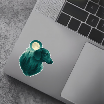 Dackel im Mondwald Aufkleber Bunt - Ansicht 7