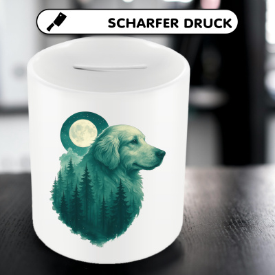Spardose mit dem Motiv Golden Retriever im Mondwald - Ansicht 5