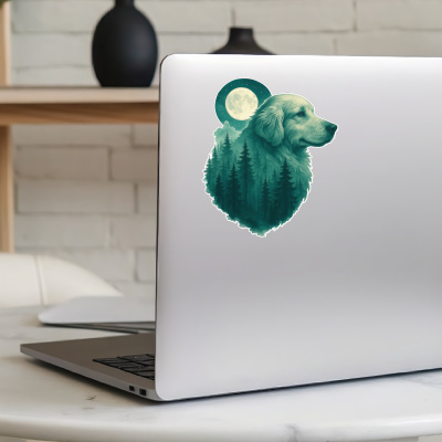 Golden Retriever im Mondwald Aufkleber Bunt - Ansicht 5