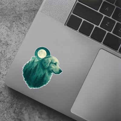 Golden Retriever im Mondwald Aufkleber Bunt - Ansicht 7