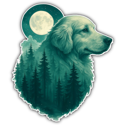 Wandtattoo  Golden Retriever im Mondwald 