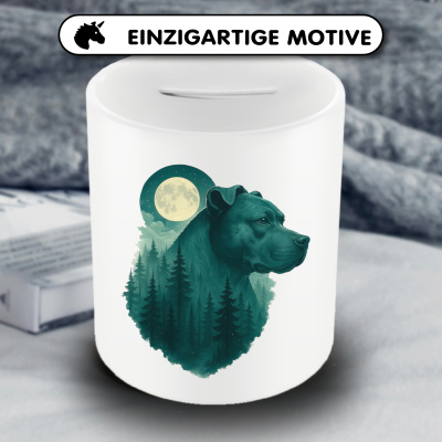 Spardose mit dem Motiv Staffordshire Terrier im Mondwald - Ansicht 3