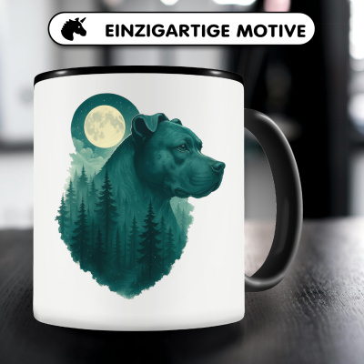 Tasse mit dem Motiv Staffordshire Terrier im Mondwald - Ansicht 3
