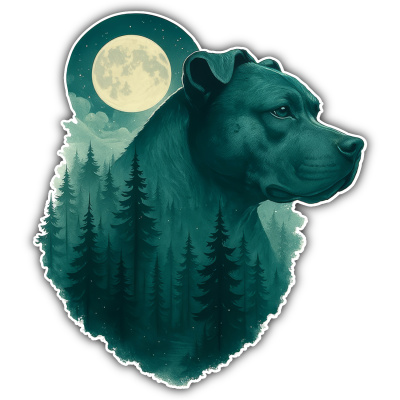 Staffordshire Terrier im Mondwald Aufkleber Bunt