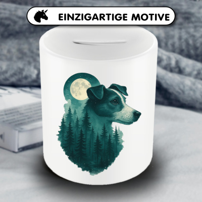 Spardose mit dem Motiv Jack Russell Terrier im Mondwald - Ansicht 3