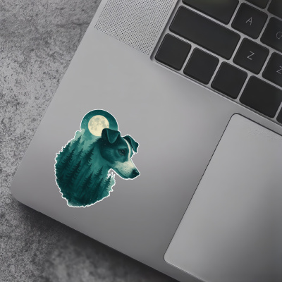 Jack Russell Terrier im Mondwald Aufkleber Bunt - Ansicht 7