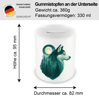 Spardose mit dem Motiv Husky im Mondwald - Ansicht 2