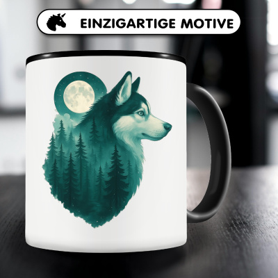 Tasse mit dem Motiv Husky im Mondwald - Ansicht 3