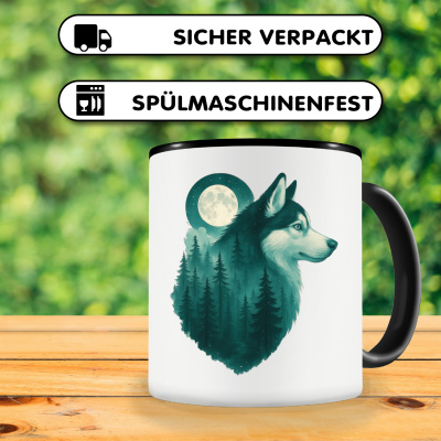 Tasse mit dem Motiv Husky im Mondwald - Ansicht 4