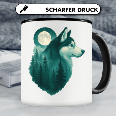 Tasse mit dem Motiv Husky im Mondwald - Ansicht 5