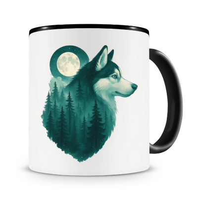 Tasse mit dem Motiv Husky im Mondwald