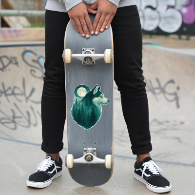 Husky im Mondwald Aufkleber Bunt - Ansicht 6