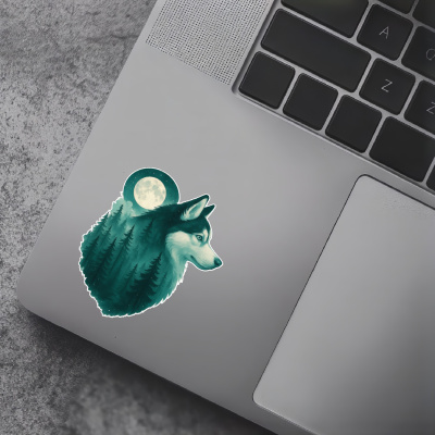 Husky im Mondwald Aufkleber Bunt - Ansicht 7