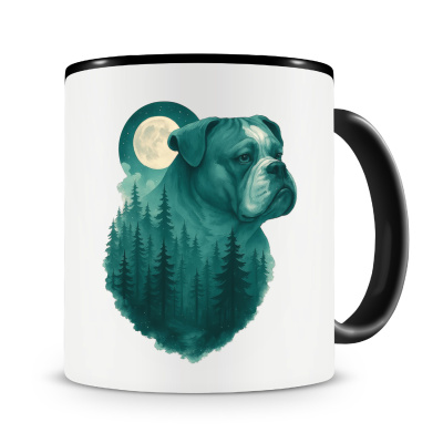 Tasse mit dem Motiv American Bulldog im Mondwald