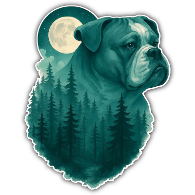Wandtattoo  American Bulldog im Mondwald 