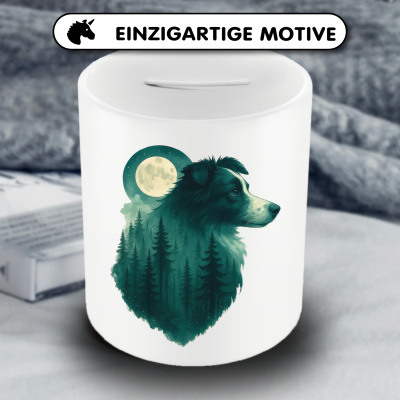 Spardose mit dem Motiv Border Collie im Mondwald - Ansicht 3