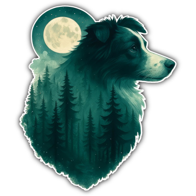 Wandtattoo  Border Collie im Mondwald 